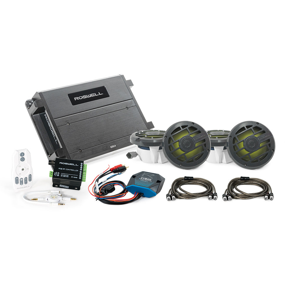 Roswell R 6.5" Marine Audio Package w/RGB Remote & Controller - Anthracite Grill