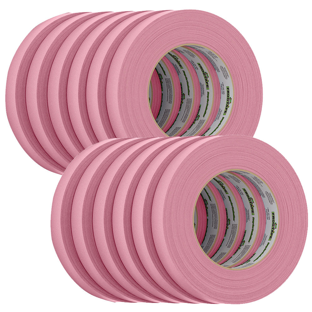 FrogTape CP 325 Medium-High Adhesion Masking Tape - 18MM x 55M x 12-Pack - Pink - Rated f/325°F