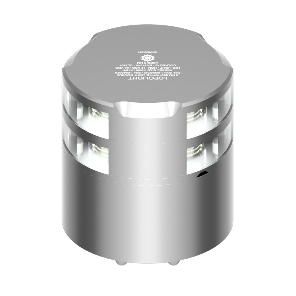 Lopolight 360° Double-Stacked 3nm Masthead Light - Silver Anodized