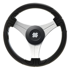 Uflex Ustica 13" Steering Wheel - Black - Polyurethane w/Silver Spokes & X62 Hub