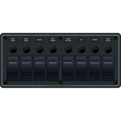Blue Sea 8371 Water Resistant Panel - 8 Position - Black - Horizontal Mount