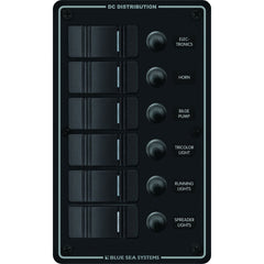Blue Sea 8373 Water Resistant 6 Position - Black - Vertical Mount Panel