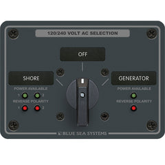 Blue Sea 8386 AC Rotary Switch Panel 30 Ampere 2 Positon + OFF, 4 Pole