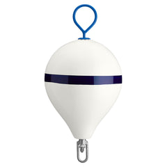 Polyform 17" CM Mooring Buoy w/Galvanized Iron - White Blue Stripe