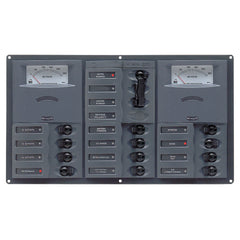 BEP AC Circuit Breaker Panel w/Analog Meters, 12SP 2DP AC230V Stainless Steel Horizonal