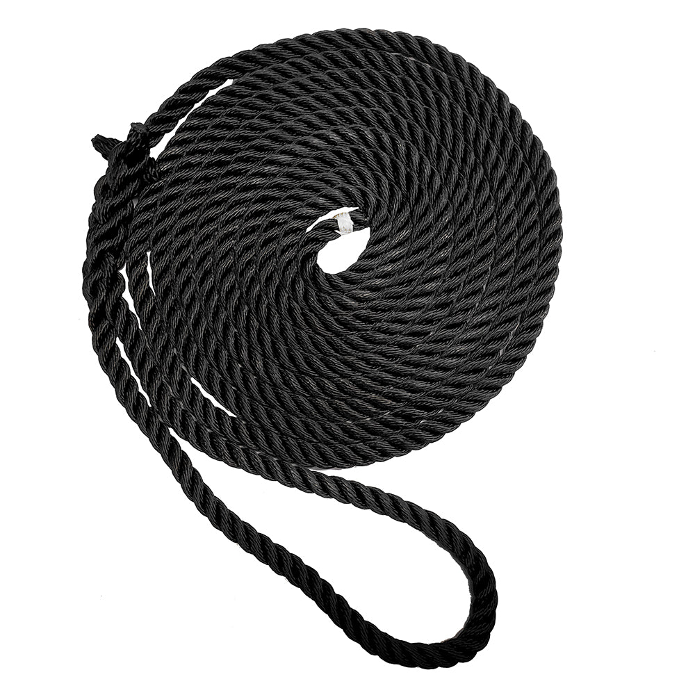New England Ropes 3/4" Premium 3-Strand Dock Line - Black - 50'