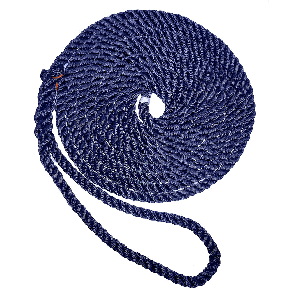 New England Ropes 5/8" Premium 3-Strand Dock Line - Navy Blue - 35'