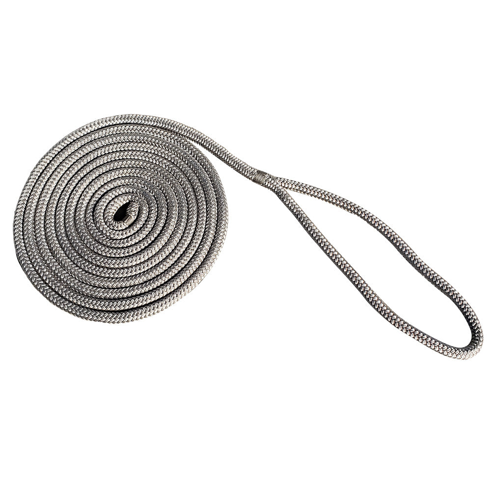 New England Rope 1/2" x 35&#39; Nylon Double Braid Dock Line - Grey