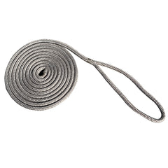 New England Rope 5/8" x 15&#39; Nylon Double Braid Dock Line - Grey