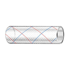 Trident Marine 3/4" x 50' Clear Reinforced PVC Hose Tubing Red &amp; Blue Tracer