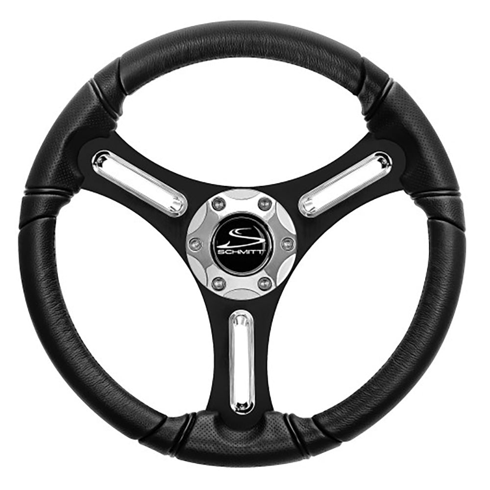 Schmitt Marine Torcello 14" Wheel - 03 Series - Polyurethane Wheel w/Chrome Spoke Inserts &amp; Cap - Black Brushed Spokes - 3/4" - Retail Packaging