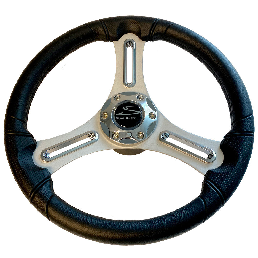 Schmitt Marine Torcello 14" Wheel - 03 Series - Polyurethane Wheel w/Chrome Trim &amp; Cap - Brushed Spokes - 3/4" Tapered Shaft - Retail Packaging