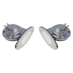 Schmitt Marine Mini Stainless Steel Dual Drop-In Horn w/Stainless Steel Grills High &amp; Low Pitch