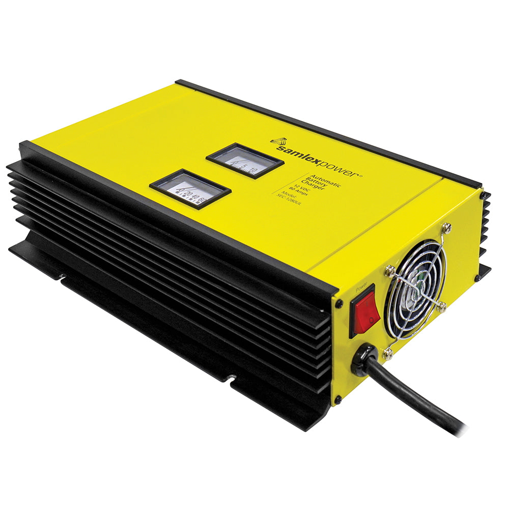 Samlex 80A Battery Charger - 12V - 2-Bank - 3-Stage w/Dip Switch &amp; Lugs - Includes Temp Sensor