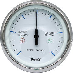 Faria 4" Chesapeake SS White Engine Synchronizer - Dual Gas &amp; Var Ratio Alt Diesel