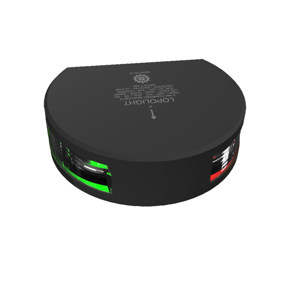 Lopolght Series 201-004 - Starboard &amp; Port Sidelight - 2NM - Vertical Mount - Green/Red - Black Housing