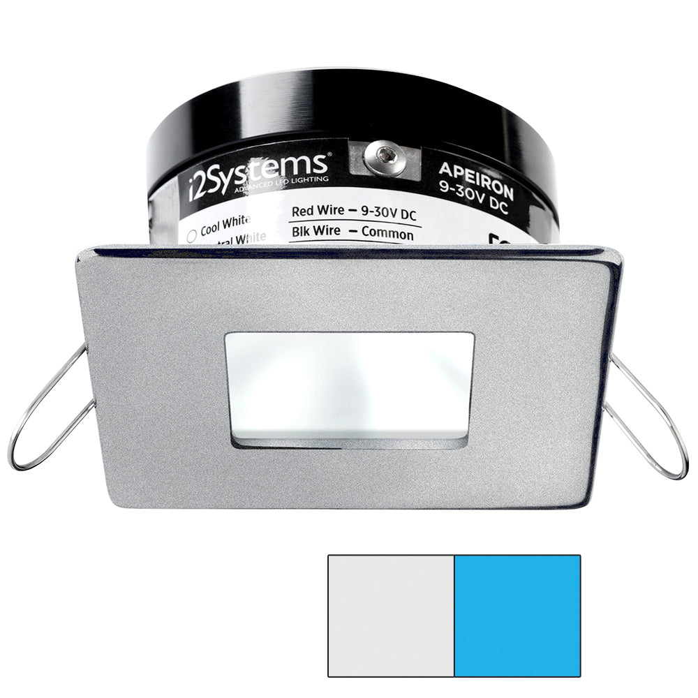 i2Systems Apeiron PRO A503 - 3W Spring Mount Light - Square/Square - Cool White &amp; Blue - Brushed Nickel Finish
