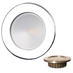 Lunasea &ldquo;ZERO EMI&rdquo; Recessed 3.5&rdquo; LED Light - Warm White, Blue w/Polished Stainless Steel Bezel - 12VDC