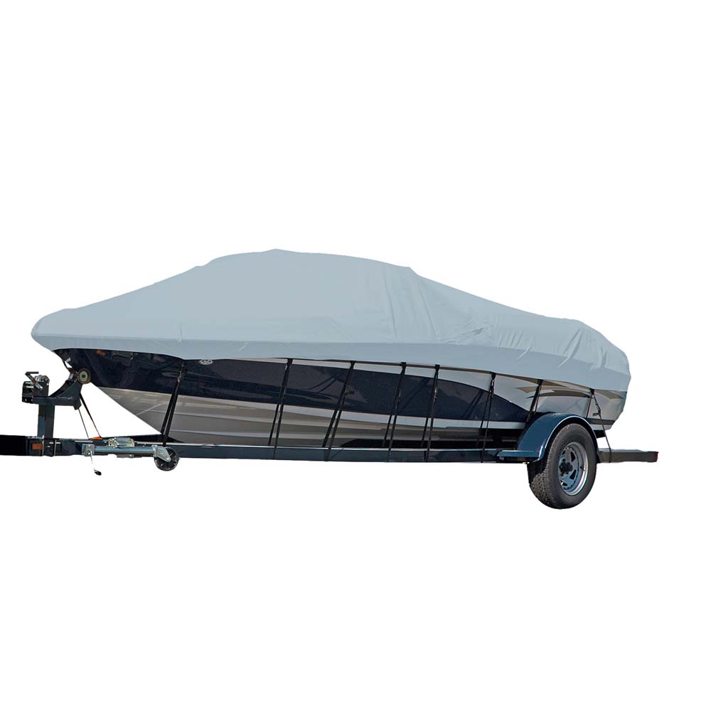 Carver Sun-DURA&reg; Styled-to-Fit Boat Cover f/19.5' Sterndrive V-Hull Runabout Boats (Including Eurostyle) w/Windshield &amp; Hand/Bow Rails - Grey