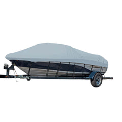 Carver Sun-DURA&reg; Styled-to-Fit Boat Cover f/25.5' Sterndrive V-Hull Runabout Boats (Including Eurostyle) w/Windshield &amp; Hand/Bow Rails - Grey
