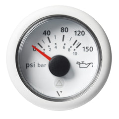 Veratron 52mm (2-1/16") ViewLine Engine Oil Pressure Gauge - 150 PSI - White Dial &amp; Bezel