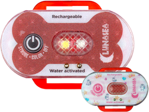 Lunasea Child/Pet Safety Water Activated Strobe Light - Red Case, Blue Attention Light